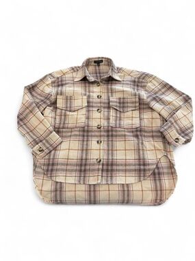Miou Muse Mauve Taupe Plaid Oversized Flannel Shacket